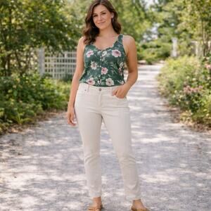 Chico's SZ 1 (US 8/M) Platinum Denim Jeans Ultimate Fit Slim Leg In Off White